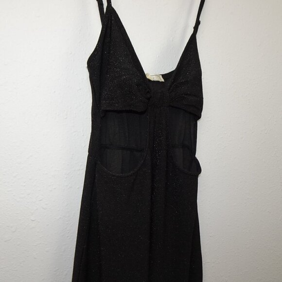 No Comment Jumpsuit Juniors' Size S Black Sparkle Stretch Front Cut Out - Picture 7 of 13